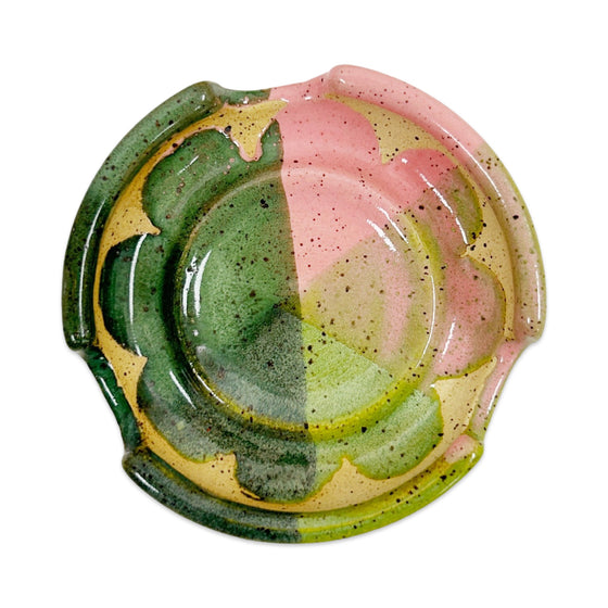 Groovy Green and Pink Flower Ashtray Trinket Dish by Robinina