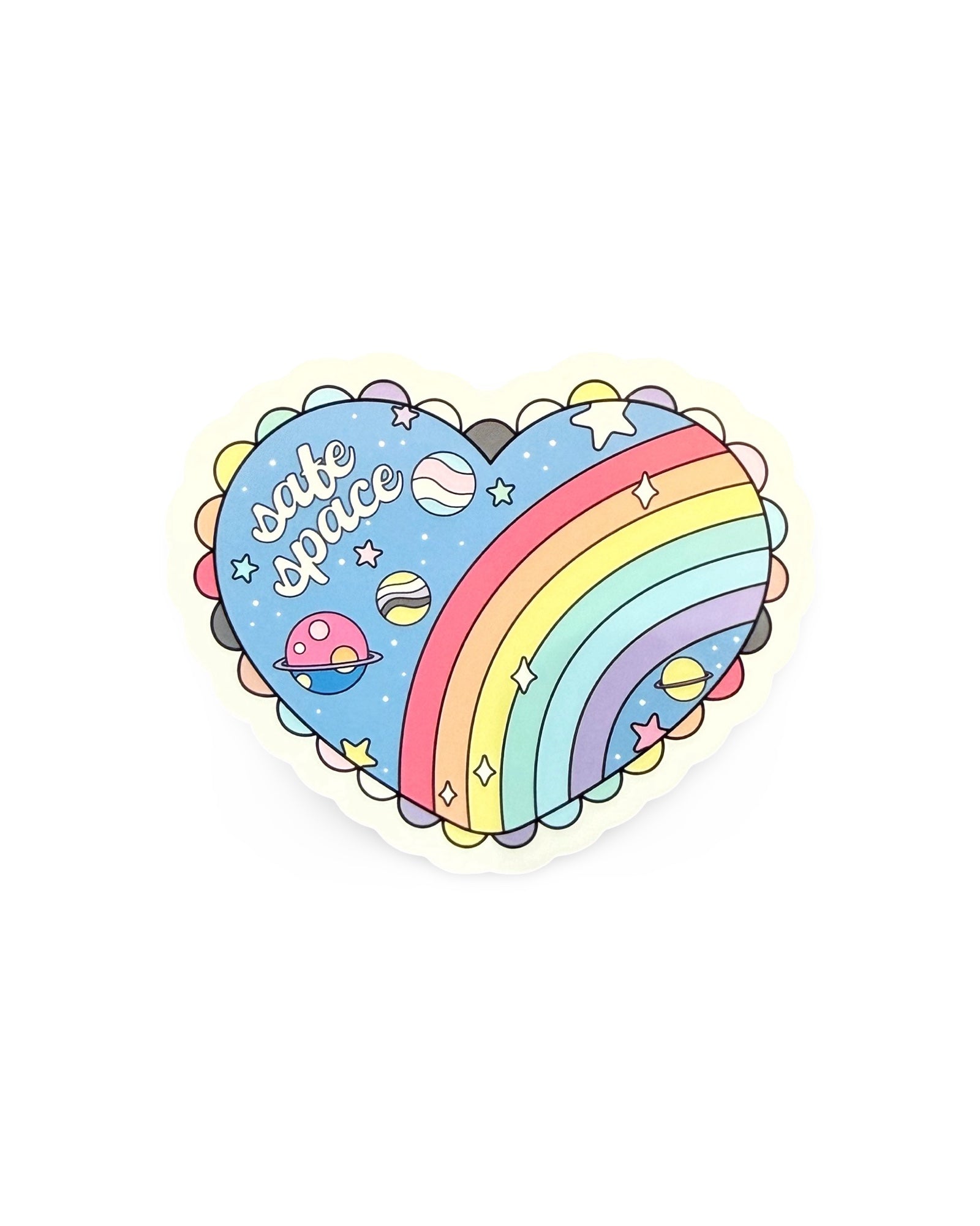 Safe Space Rainbow Heart Vinyl Sticker