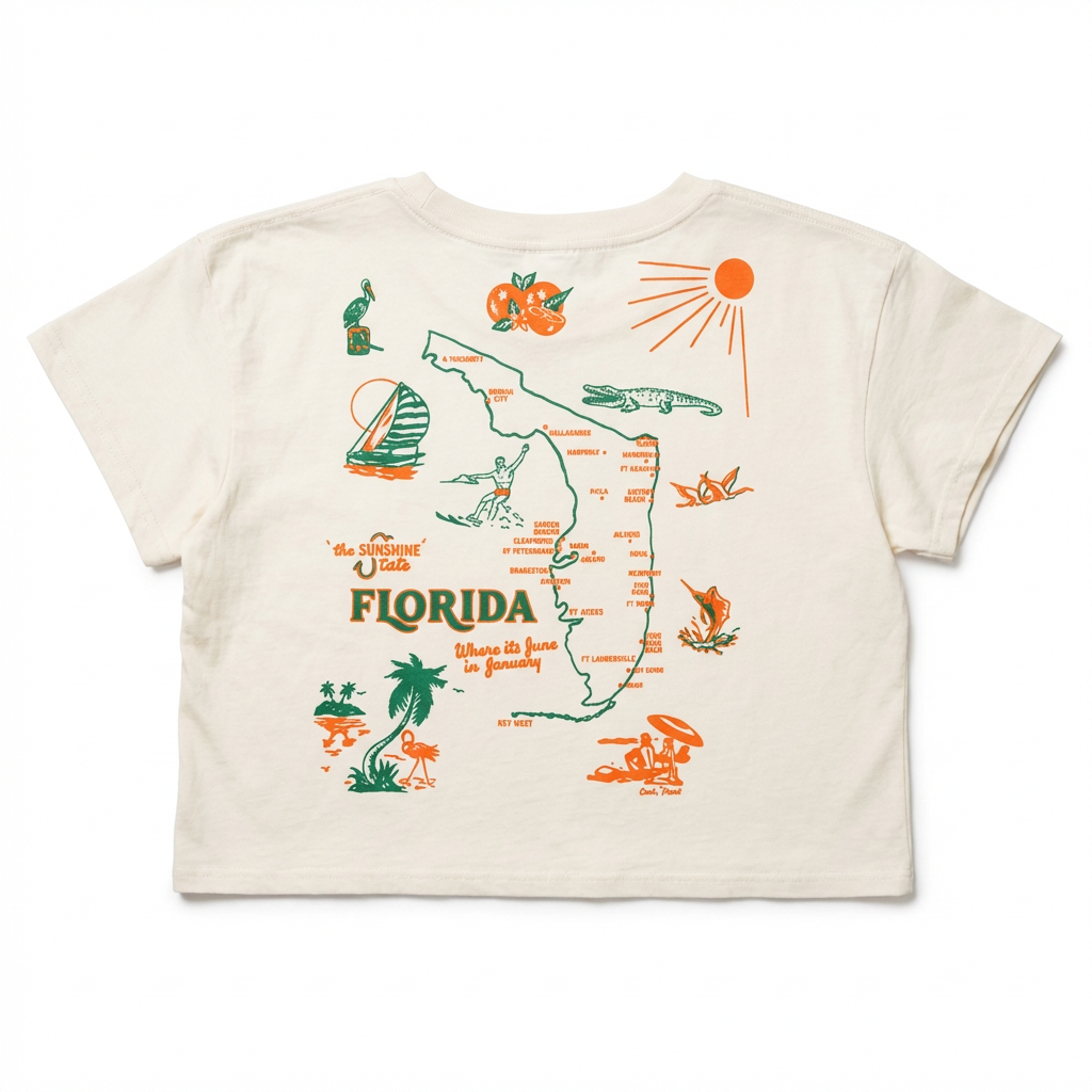 Sarasota Florida Vintage Map Crop Top