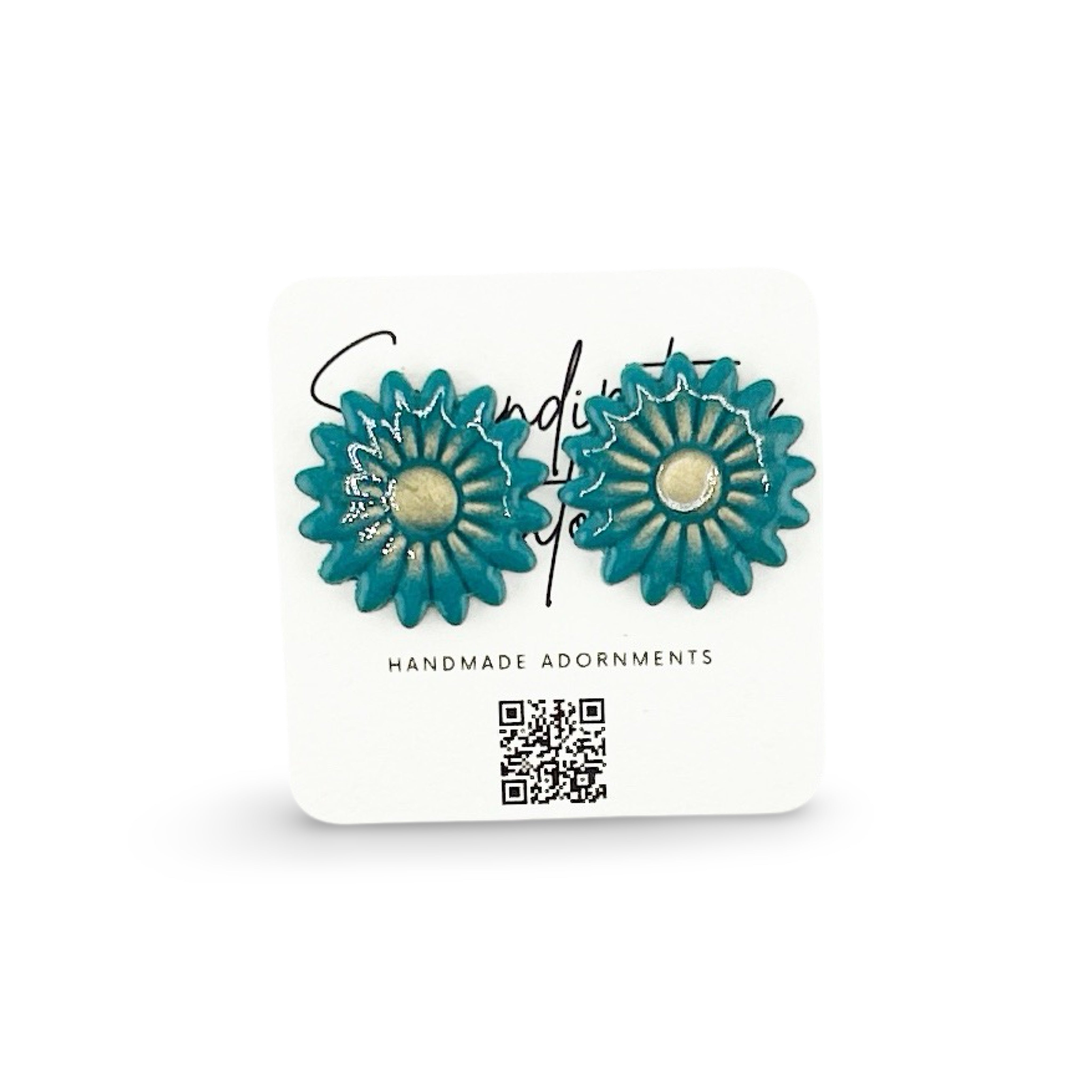 Teal Flower Earrings