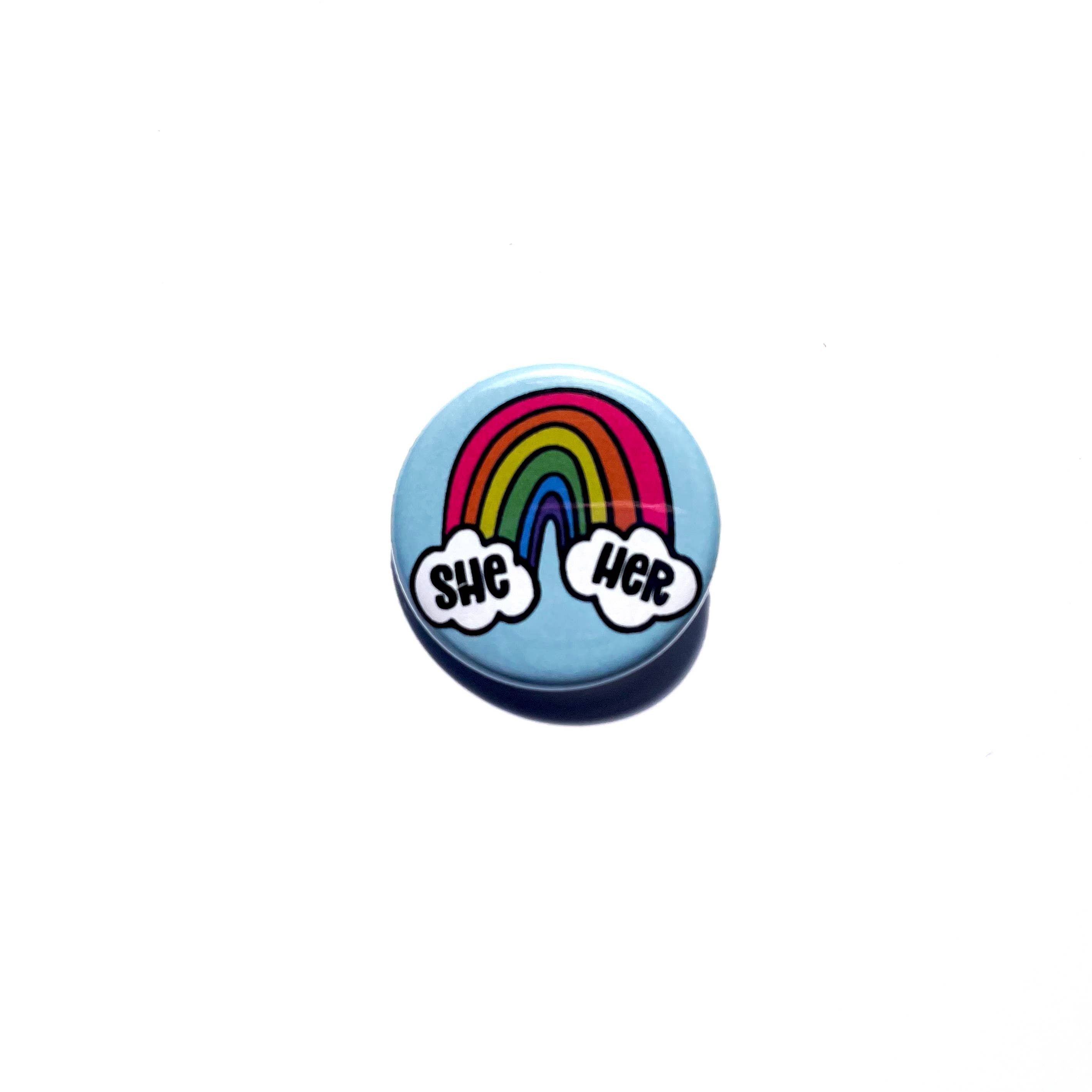Cloud & Rainbow Inclusive Pronoun Buttons