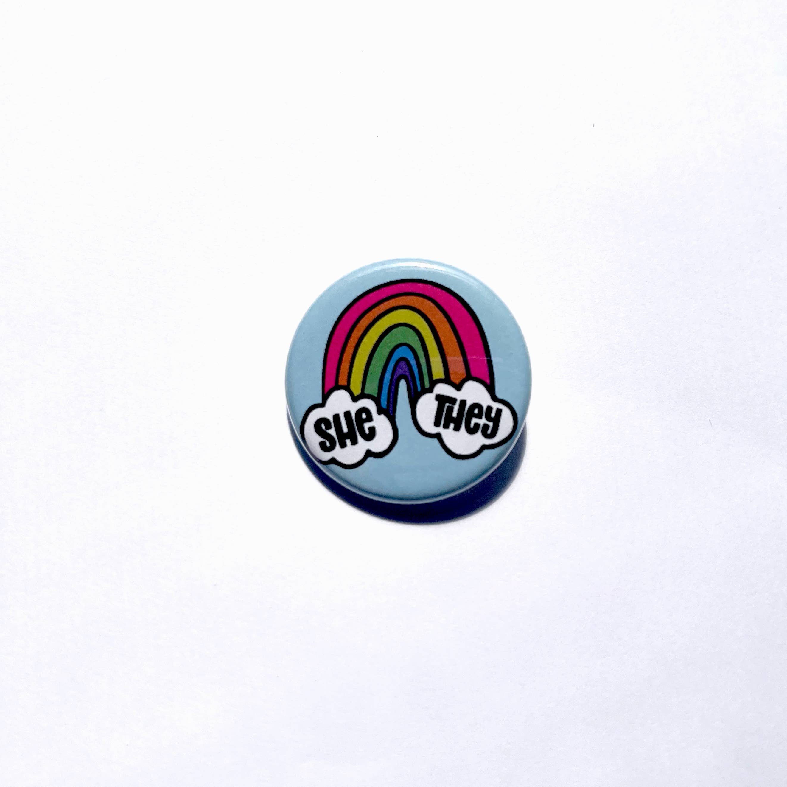 Cloud & Rainbow Inclusive Pronoun Buttons