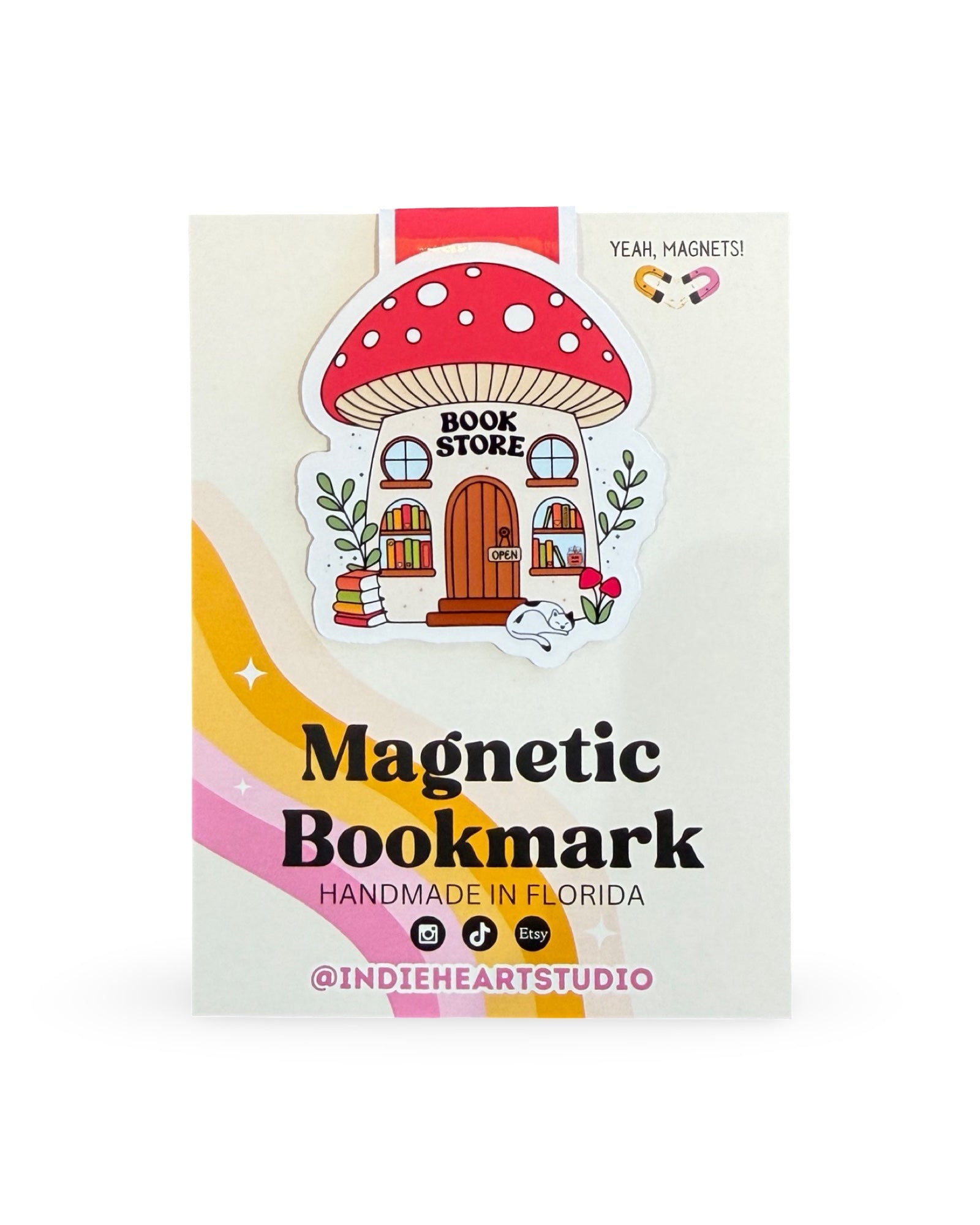 Cottagecore Mushroom Bookstore Magnetic Bookmark 