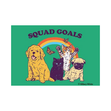  2" x 3" rectangular magnet with image of dogs and cats that reads "Squad Goals"