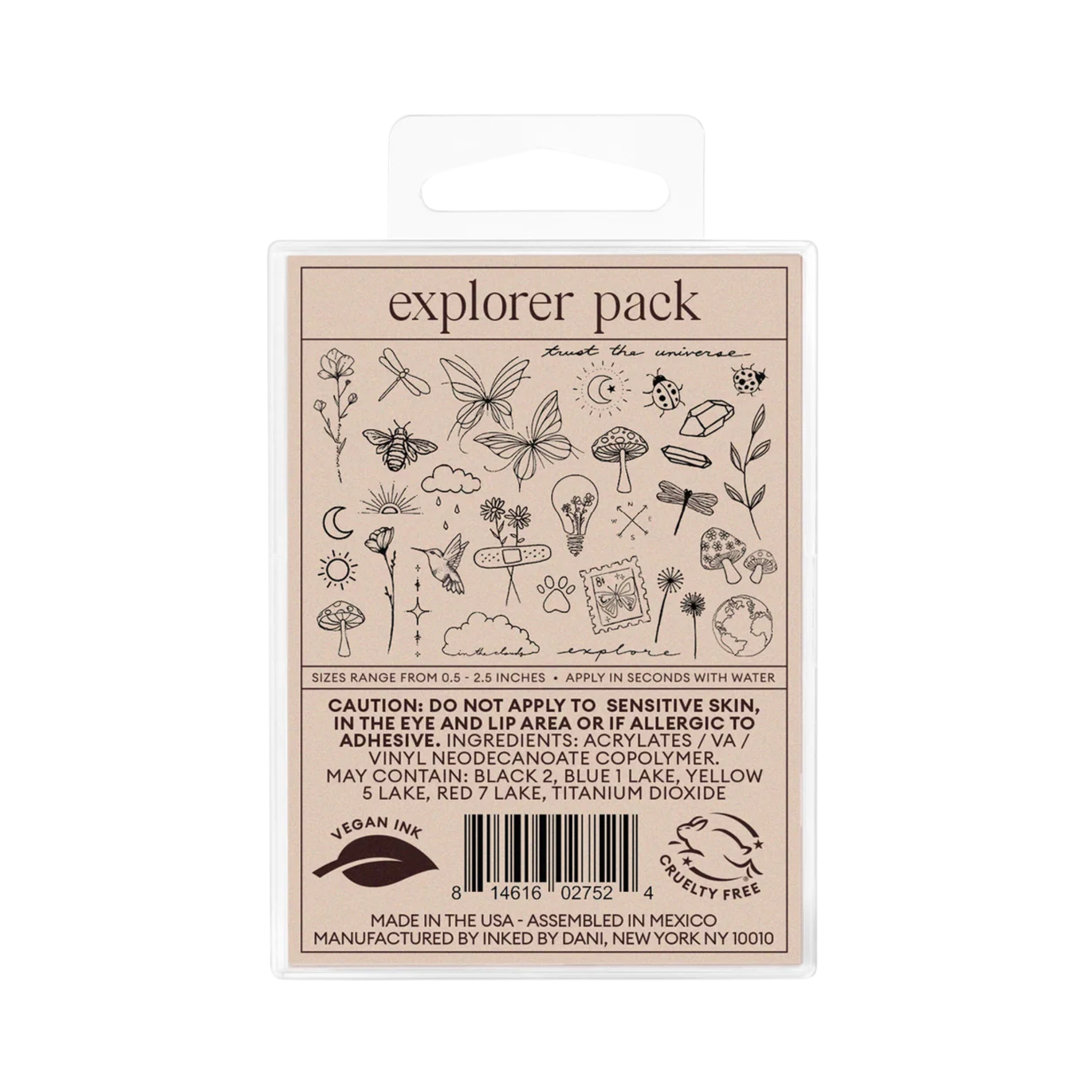 Explorer Hand-Drawn Temporary Tattoo Pack