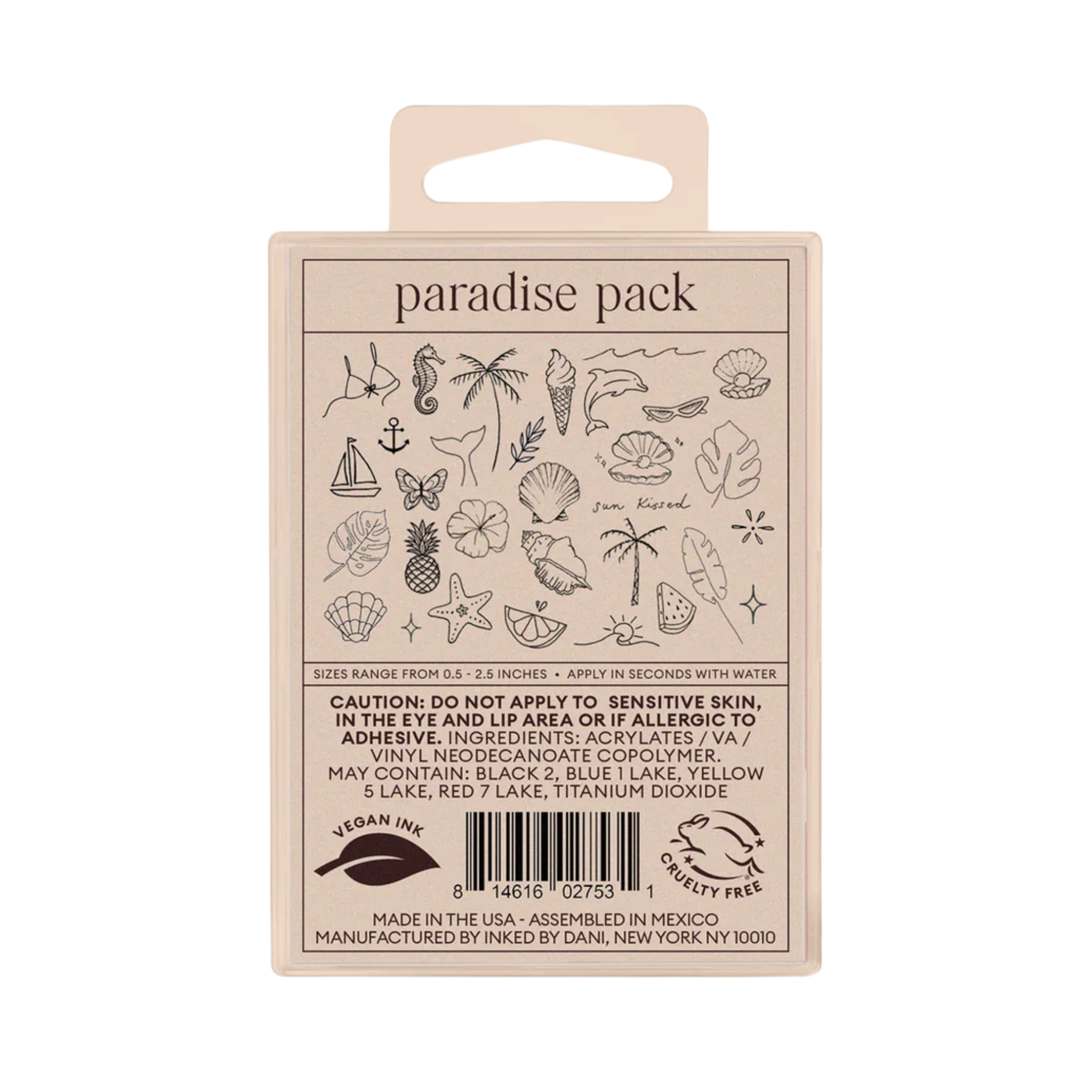 Paradise Hand-Drawn Temporary Tattoo z