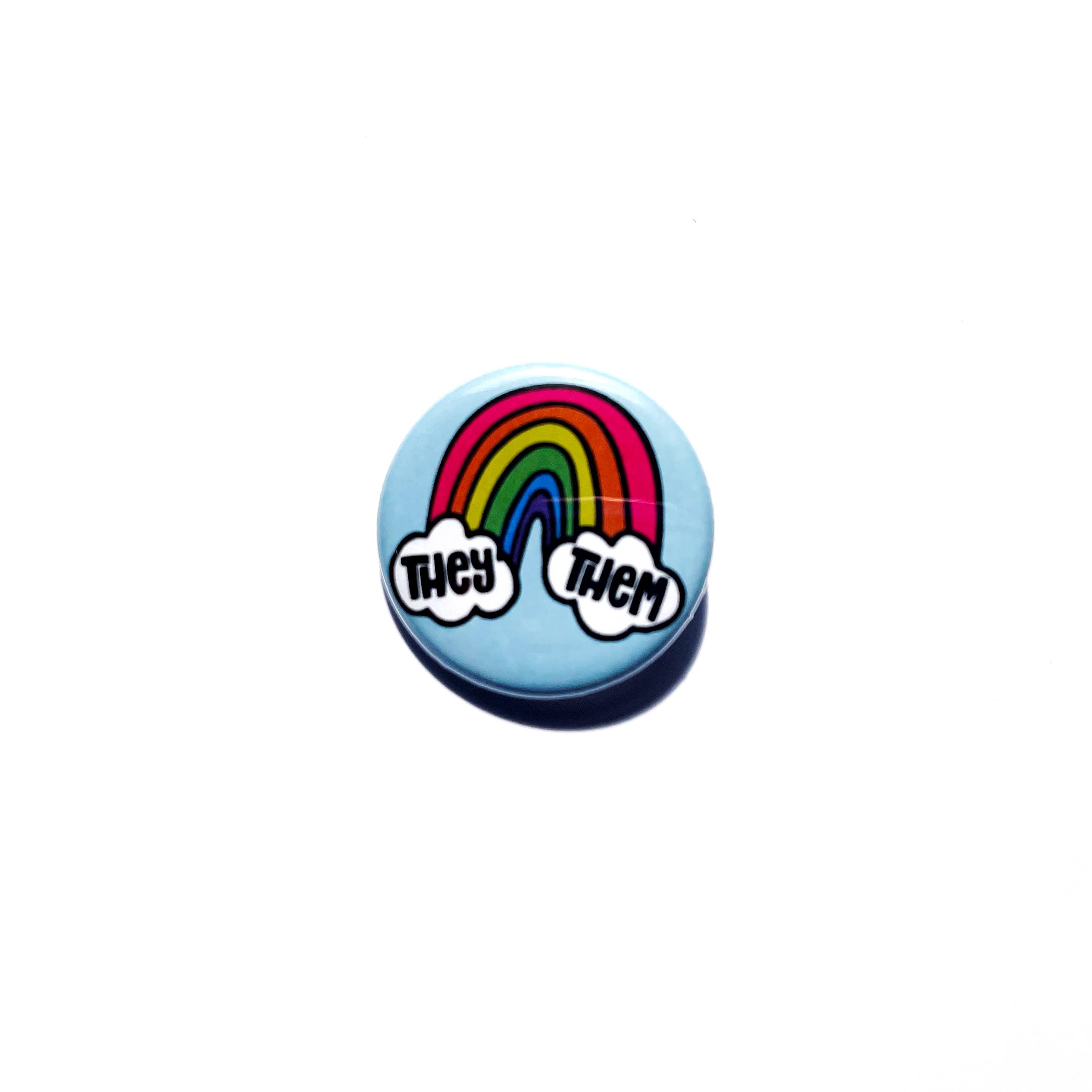 Cloud & Rainbow Inclusive Pronoun Buttons