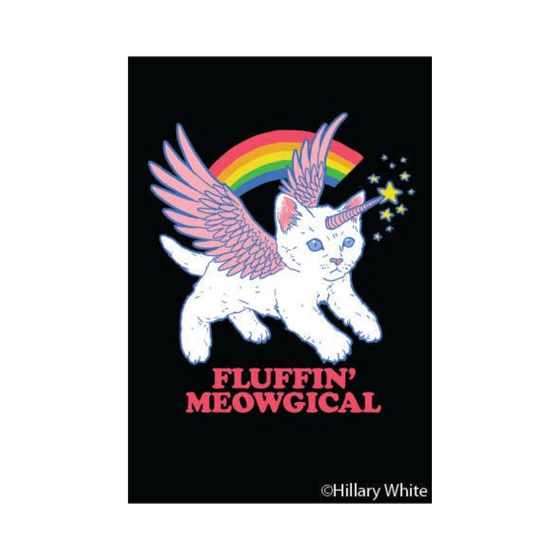 2" x 3" rectangular magnet with Unicorn Cat that reads "Fluffin Meowgical."