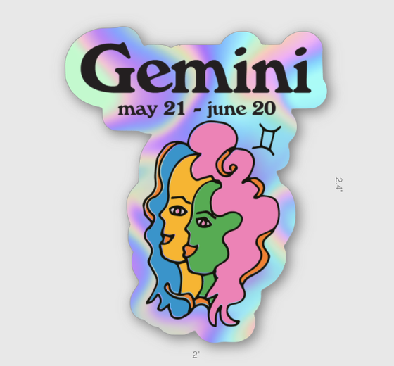 Gemini Zodiac Holographic Vinyl Sticker