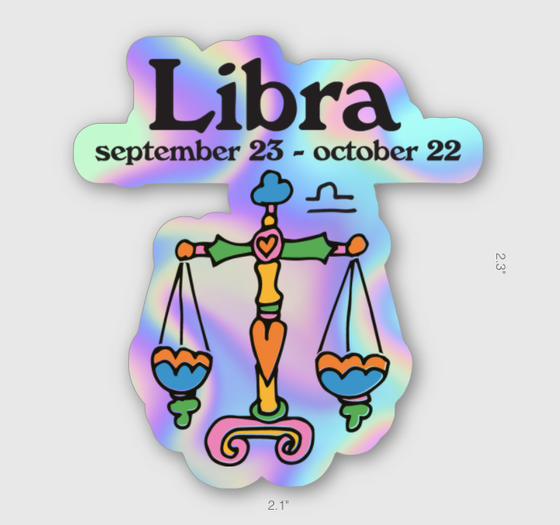 Libra Zodiac Holographic Vinyl Sticker