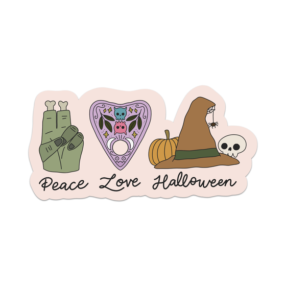 Peace Love Halloween Vinyl Sticker