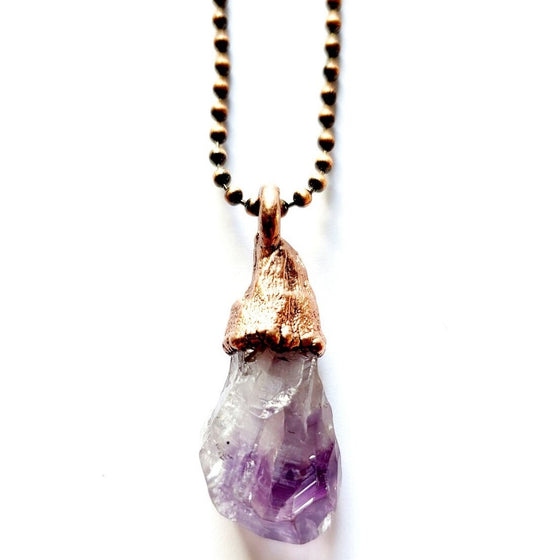 Amethyst Crystal Point Copper Necklace
