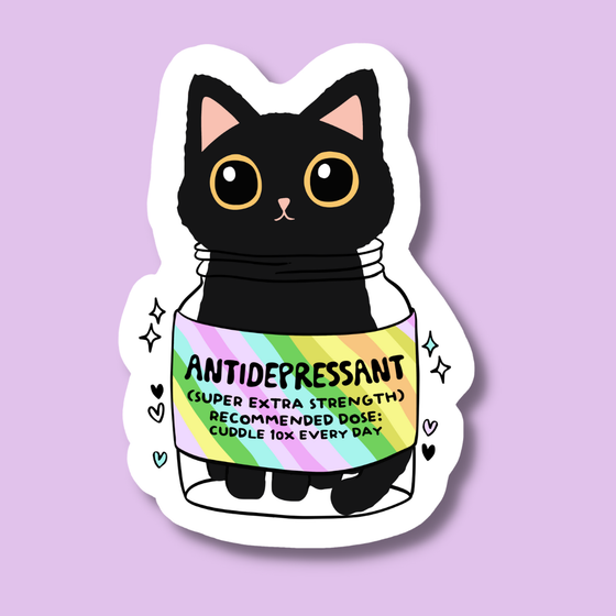 Antidepressant Prescription: Cat Cuddles Vinyl Sticker