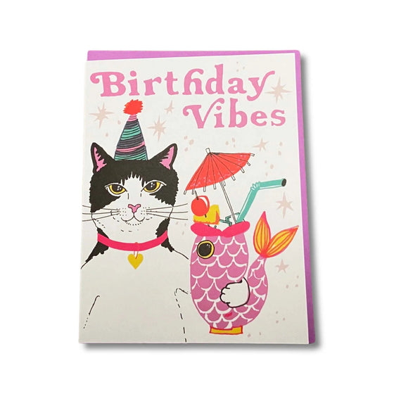 Birthday Vibes Cat Greeting Card