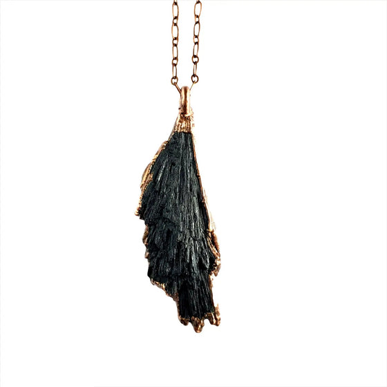Black Kyanite Fan Copper Necklace