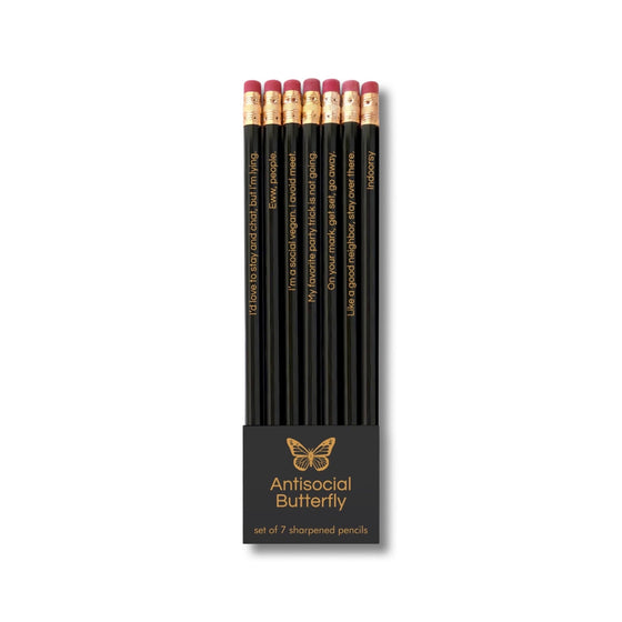 Pencil Set | Antisocial Butterfly - Salt Your Soul Gift Co