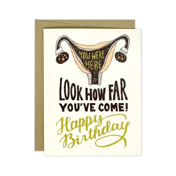 Look How Far You've Come Uterus Birthday Greeting Card